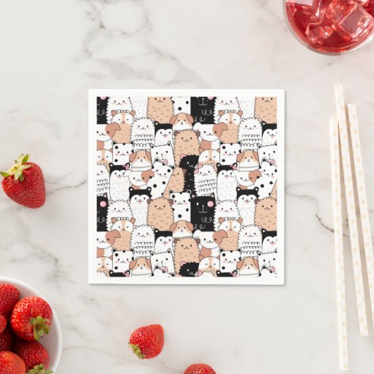 Serviette En Papier Carlins mignons (En situation)