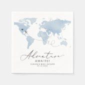 Serviette En Papier CARMEN Dusty Blue Map Baby shower d'aventure (Devant)