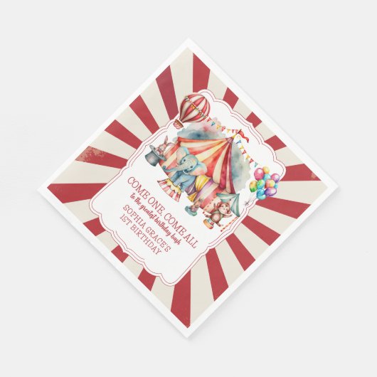 Serviette En Papier Carnaval Budget Cirque Spectacle & Animaux Anniver (Coin)