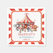 Serviette En Papier Carnaval Cirque Show & Animaux Anniversaire Napkin (Devant)