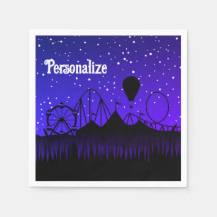 Serviette En Papier Carnaval nuit été équitation noir bleu