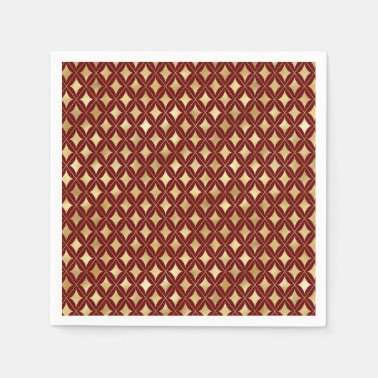 Serviette En Papier Carnaval Or et Vin Motif Arlequin (Devant)