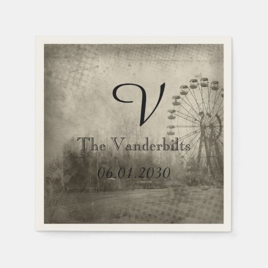 Serviette En Papier Carnaval Steampunk Top Chapeau Monogram Mariage Na (Devant)