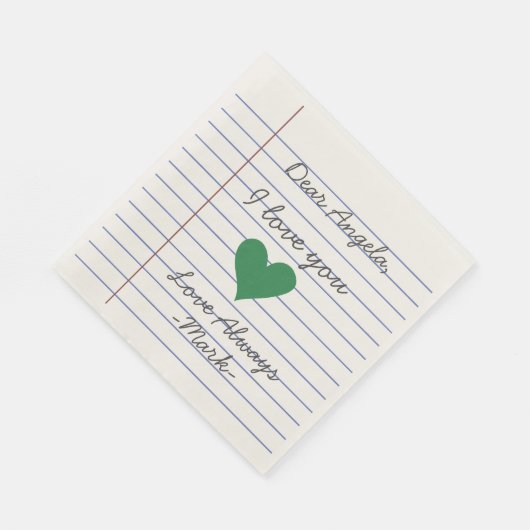 Serviette En Papier Carnet manuscrit lettre d'amour ou message personn (Coin)