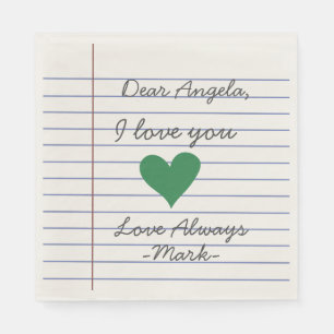 Serviette En Papier Carnet manuscrit lettre d'amour ou message personn