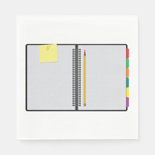 Serviette En Papier Carnet Ouvert Et Crayon (Devant)