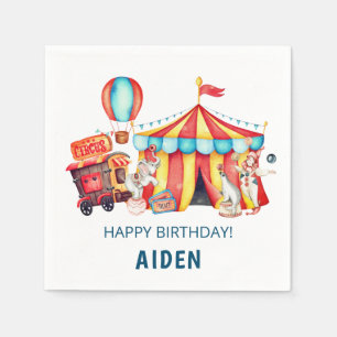 Serviette En Papier Carnival Cirque Big Top Blue Anniversaire