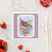 Serviette En Papier Carolina Wren avec les fleurs de gloire du matin (En situation)