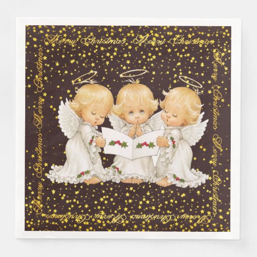 Serviette En Papier Caroling Angels Dinner Papier Napkin (Devant)