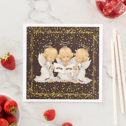 Serviette En Papier Caroling Angels Dinner Papier Napkin (En situation)