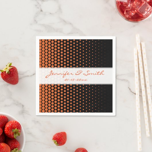 Serviette En Papier Carotte Orange Pois moderne Noir (En situation)