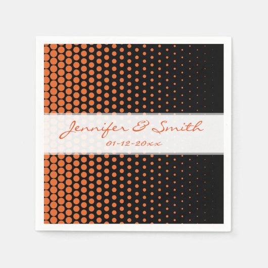 Serviette En Papier Carotte Orange Pois moderne Noir (Devant)