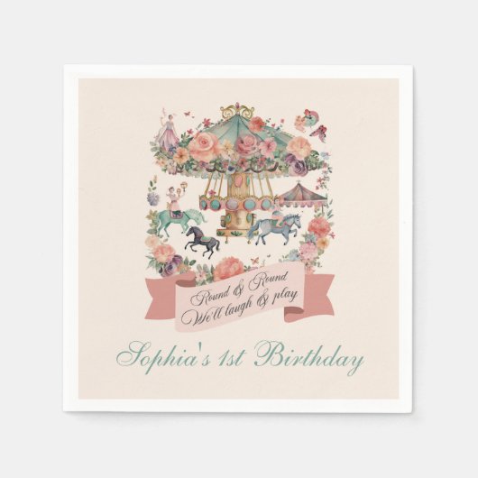 Serviette En Papier Carousel Horse Carnaval Fête d'anniversaire (Devant)