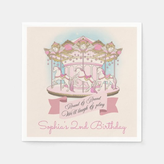 Serviette En Papier Carousel Horse Cirque Carnaval Fête d'anniversaire (Devant)
