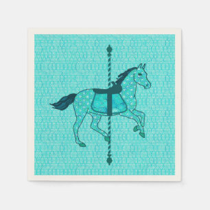 Serviette En Papier Carousel Horse - Turquoise et Aqua
