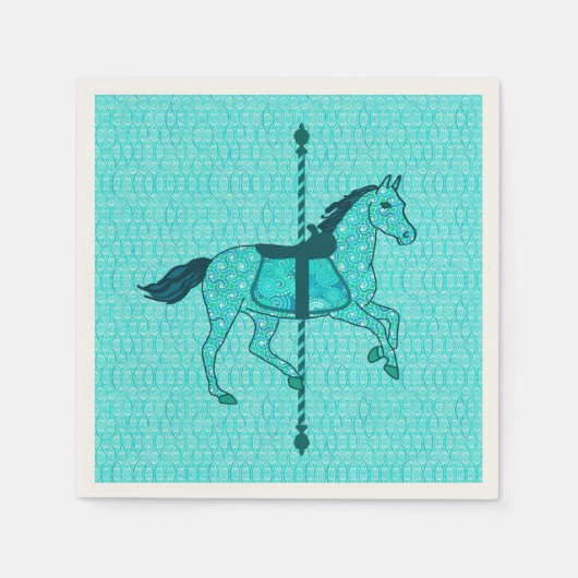 Serviette En Papier Carousel Horse - Turquoise et Aqua (Devant)