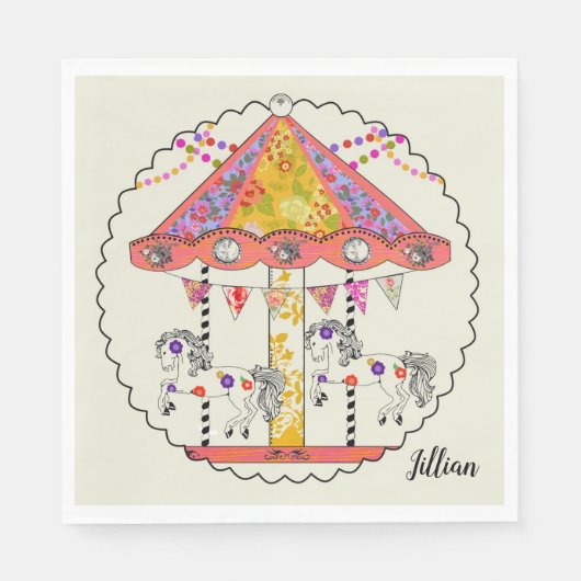 Serviette En Papier Carousel Party Napkin (Devant)