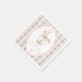 Serviette En Papier Carousel Rose Premier Anniversaire (Coin)