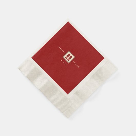 Serviette En Papier Carré classique double bonheur Mariage chinois (Coin)