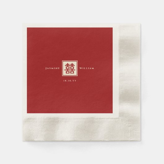 Serviette En Papier Carré classique double bonheur Mariage chinois (Devant)