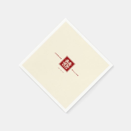 Serviette En Papier Carré classique double bonheur Mariage chinois (Coin)