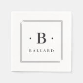 Serviette En Papier Carré classique simple Monogramme et nom (Devant)