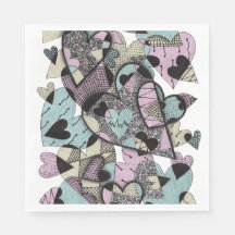 Carré de cœurs Zentangle pastel fantaisiste P