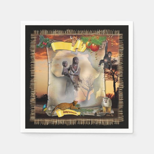 Serviette En Papier Carré de design africain personnalisé (Devant)