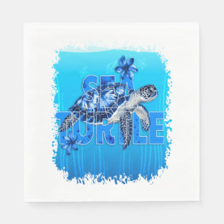 Serviette En Papier Carré de la mer bleue de tortue