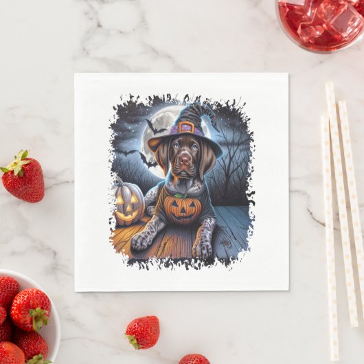 Serviette En Papier Carré d'Halloween Pointer Dog (En situation)