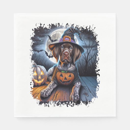 Serviette En Papier Carré d'Halloween Pointer Dog (Devant)