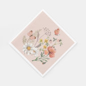 Serviette En Papier Carré Fleur sauvage rose pâle (Coin)