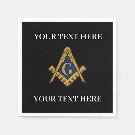Serviette En Papier Carré maçonnique Freemason et Bleu de boussole (Devant)