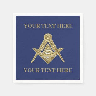 Serviette En Papier Carré maçonnique Freemason et Bleu de boussole