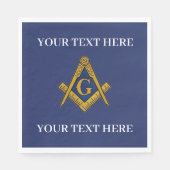 Serviette En Papier Carré maçonnique Freemason et Bleu de boussole (Devant)