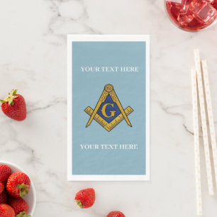 Serviette En Papier Carré maçonnique Freemason et Bleu de boussole