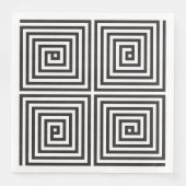 Serviette En Papier Carré noir et blanc motif géométrique transparent (Devant)