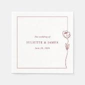 Serviette En Papier Carré Rose de ligne romantique (Devant)