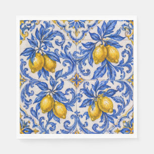 Serviette En Papier Carreau d'azulejo citron bleu