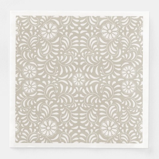 Serviette En Papier Carreau de Talavera beige Style espagnol Fiesta (Devant)