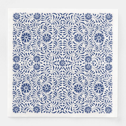Serviette En Papier Carreau de Talavera bleu Style Espagnol Fiesta (Devant)