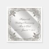 Serviette En Papier Carreau fleuri 60e Anniversaire Papier serviettes (Devant)