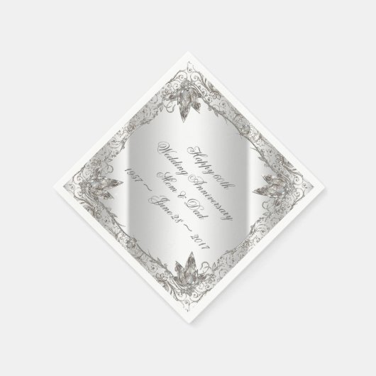 Serviette En Papier Carreau fleuri 60e Anniversaire Papier serviettes (Coin)