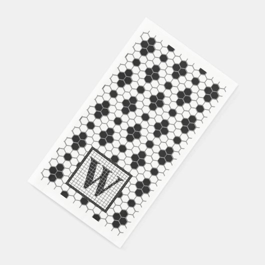 Serviette En Papier Carreau hexagonale Imprimer Monogramme Napkin (Coin)