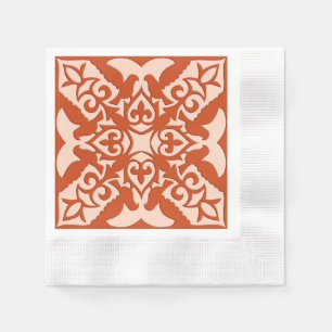 Serviette En Papier Carreau marocain - corail orange et pêche