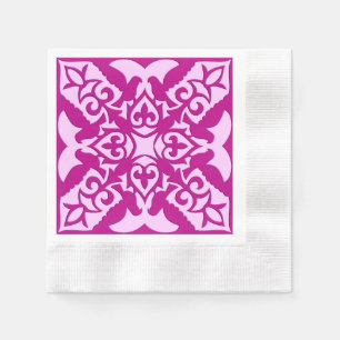 Serviette En Papier Carreau marocain - magenta et rose