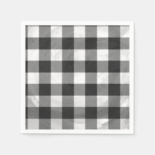 Serviette En Papier Carreaux à Damier Noir Et Blanc (Devant)