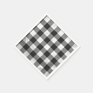 Serviette En Papier Carreaux à Damier Noir Et Blanc