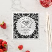 Serviette En Papier Carreaux blancs noirs et perles serviettes d'anniv (En situation)