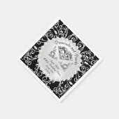 Serviette En Papier Carreaux blancs noirs et perles serviettes d'anniv (Coin)